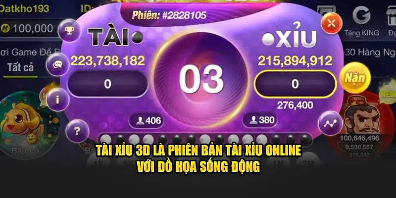 Tài xỉu 3D là phiên bản tài xỉu online với đồ họa sống động
